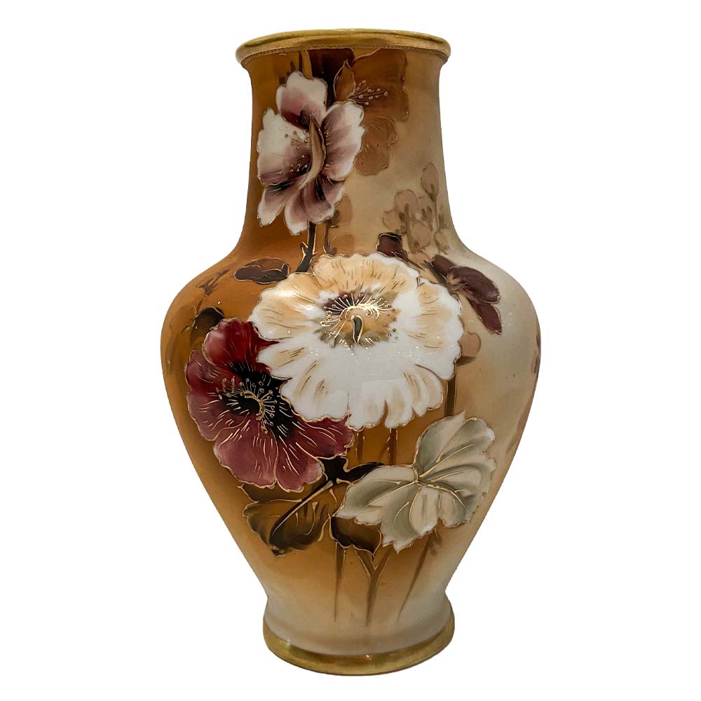 Vintage Floral Glass Pottery Vase