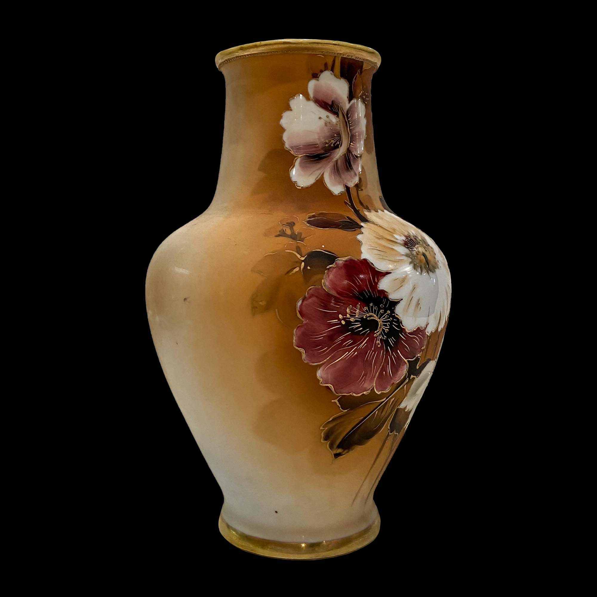 Vintage Floral Glass Pottery Vase