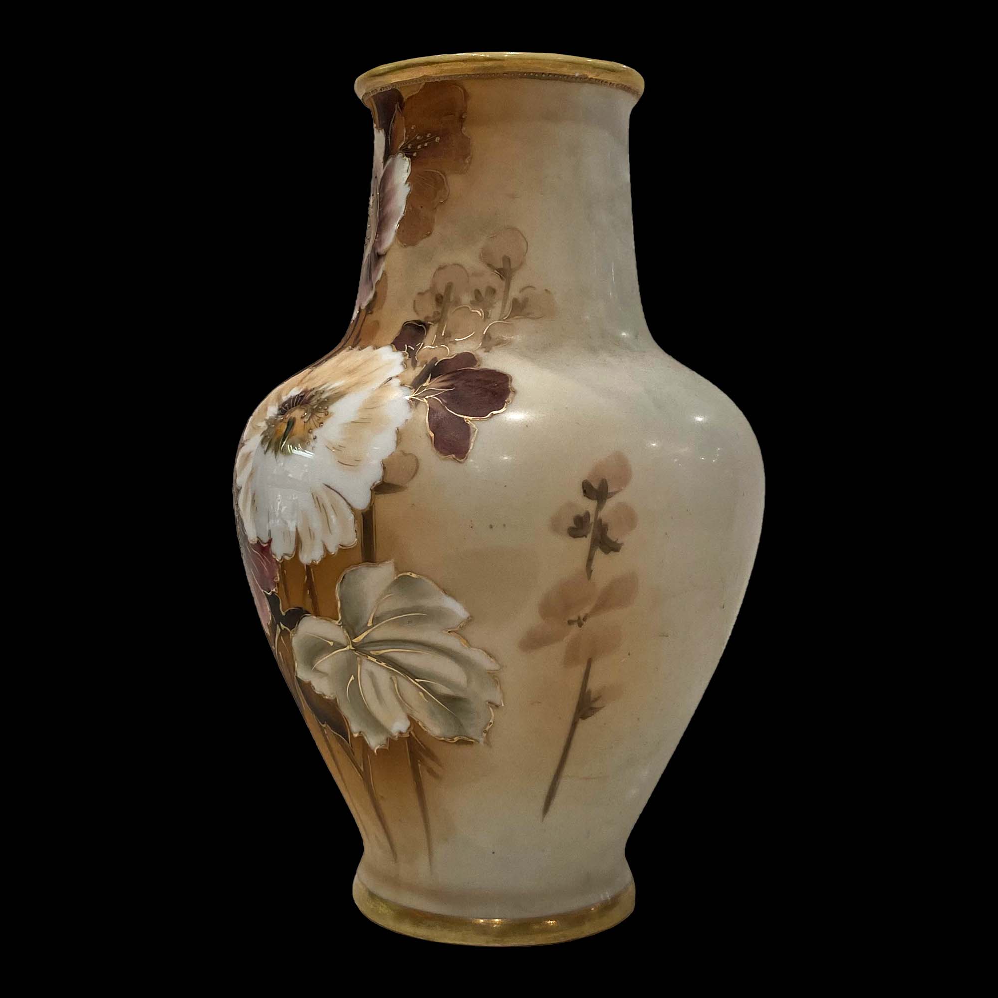 Vintage Floral Glass Pottery Vase